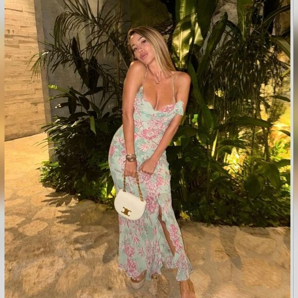 NWT ZARA FLORAL PRINTβSLIP DRESS GREEN AND PINK - Picture 5 of 16